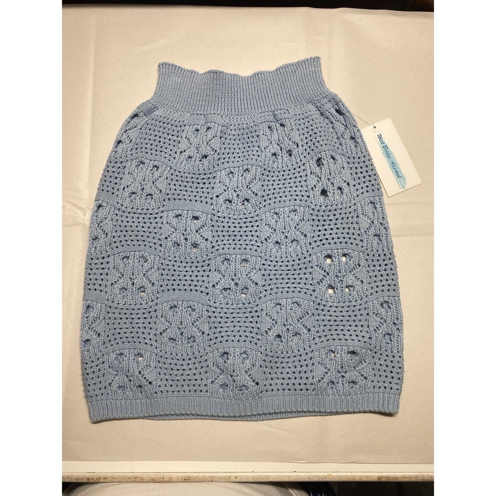 Willow‎ Moon Light Blue Open-Knit Textured Skirt Cotton Acrylic Sz Small